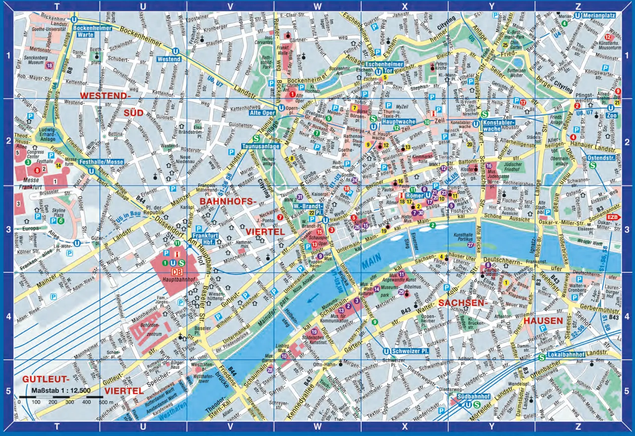 Karte Frankfurt Stadtteile Sehensw&uuml;rdigkeiten