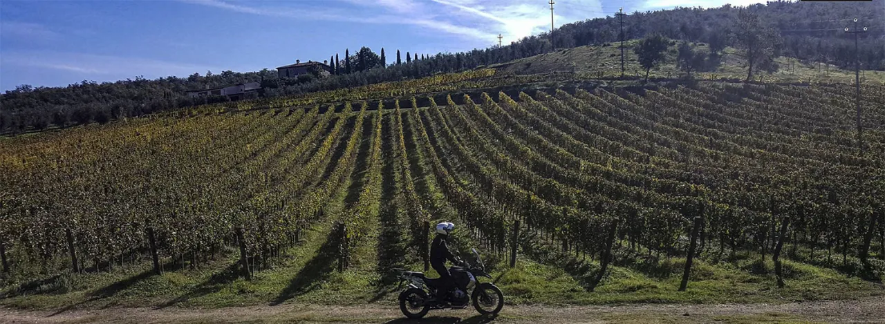 motocykl Toskania winnice