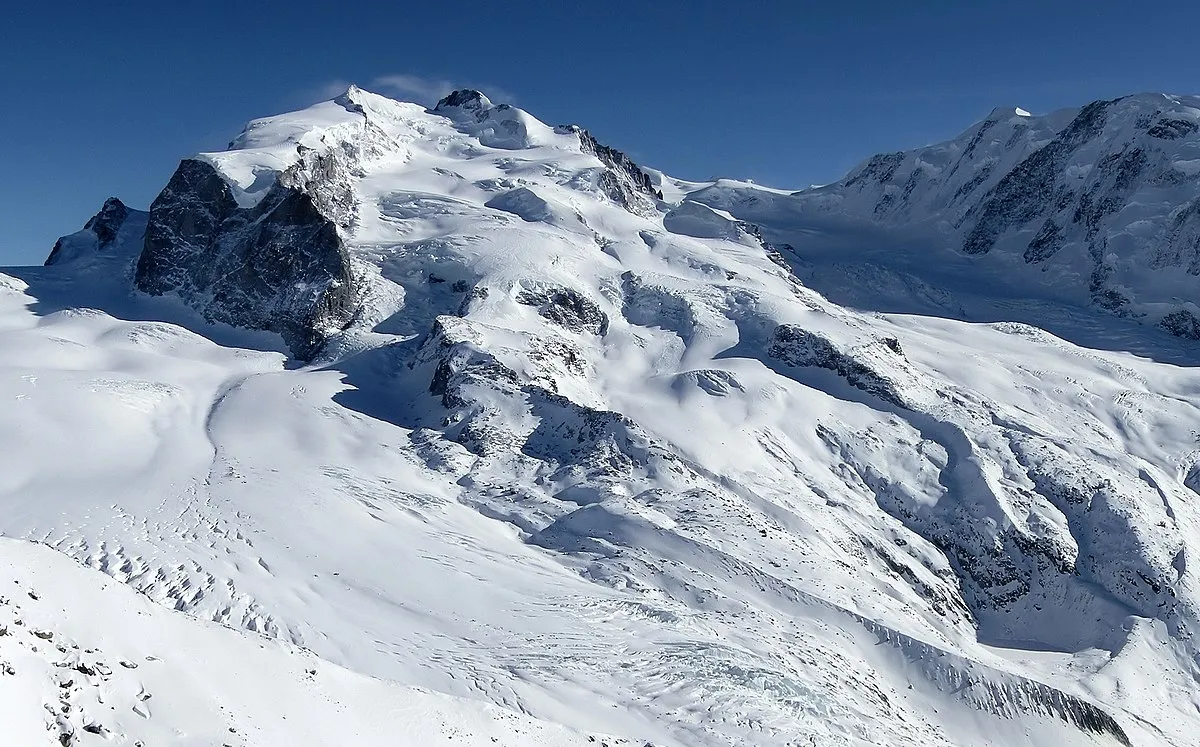 Aussicht vom Gornergrat auf das Monte-Rosa-Massiv und den Gornergletscher