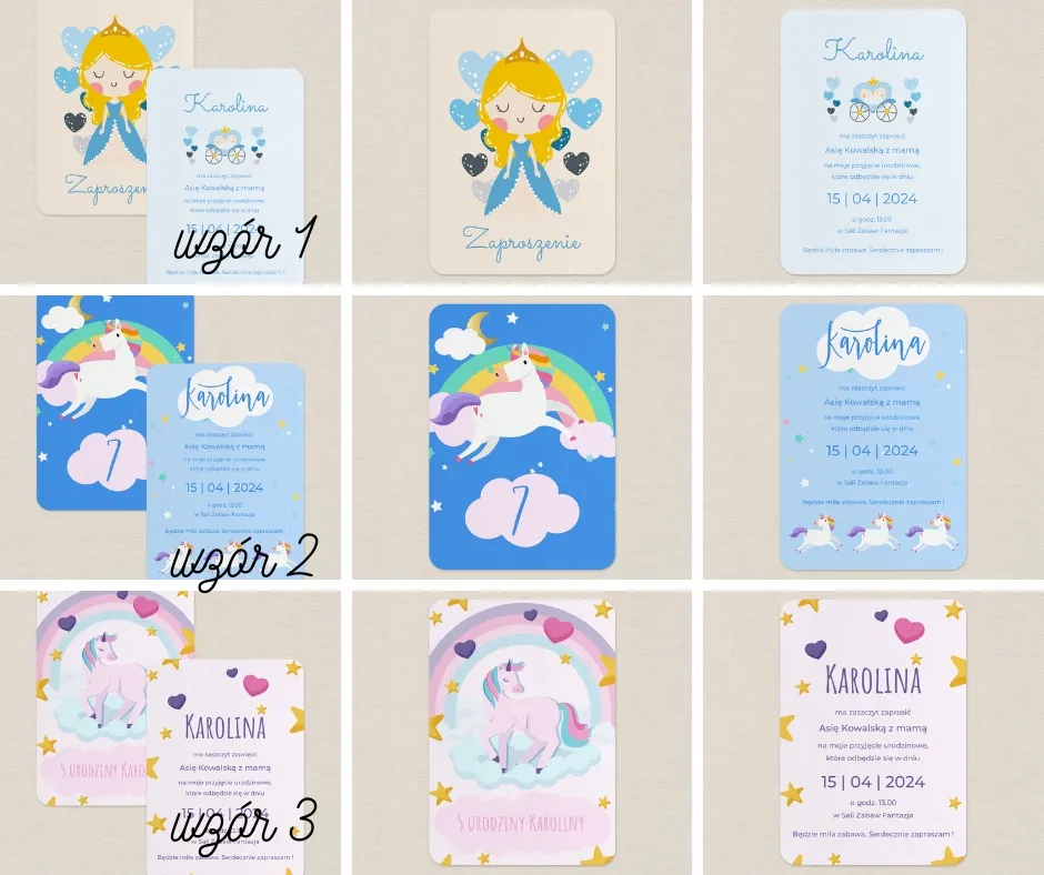 kolorowe zaproszenie na urodziny dziecka z motywem bajkowym