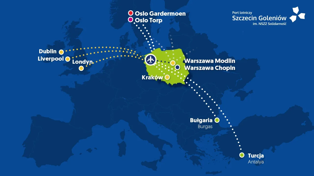 mapa loty polska oslo