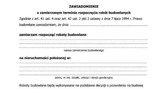 dokumenty rozpoczęcie budowy zawiadomienie PINB