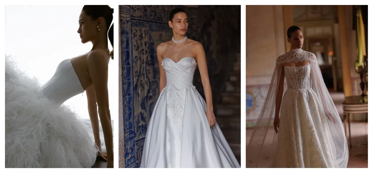 suknia ślubna trendy 2026 jedwab faktura 3D