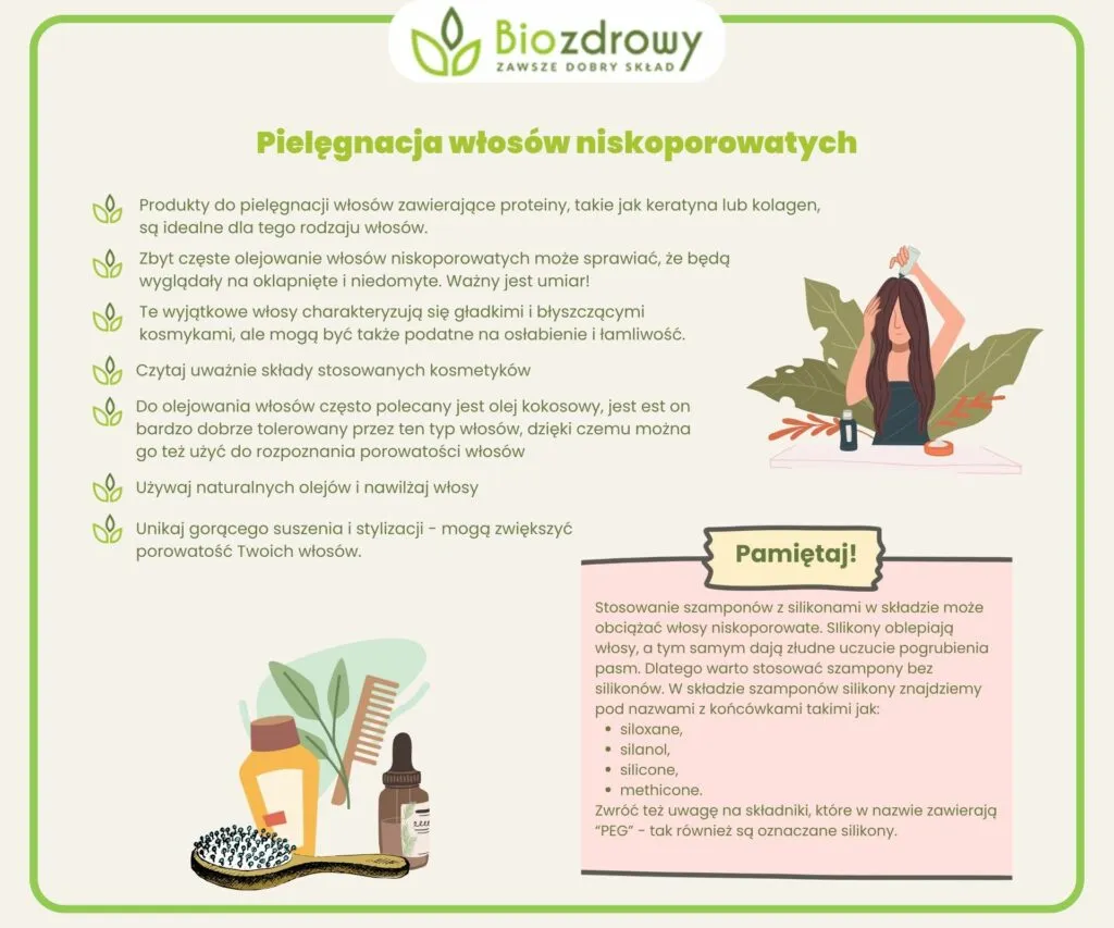 infografika składniki odżywki do włosów niskoporowatych
