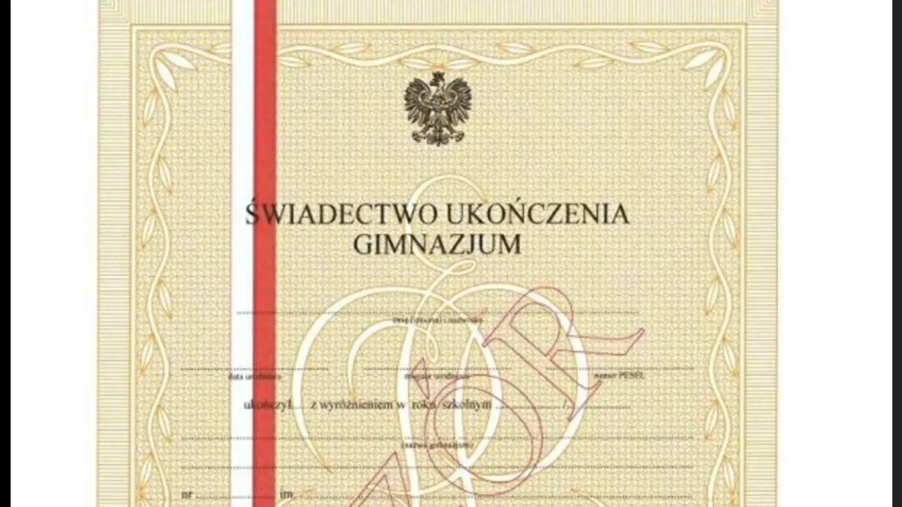 polskie świadectwo ukończenia gimnazjum wz&oacute;r