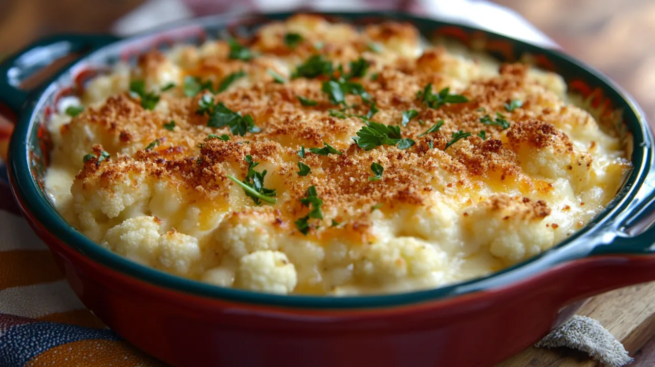 Cremiger Blumenkohl-Auflauf mit goldbrauner K&auml;sekruste