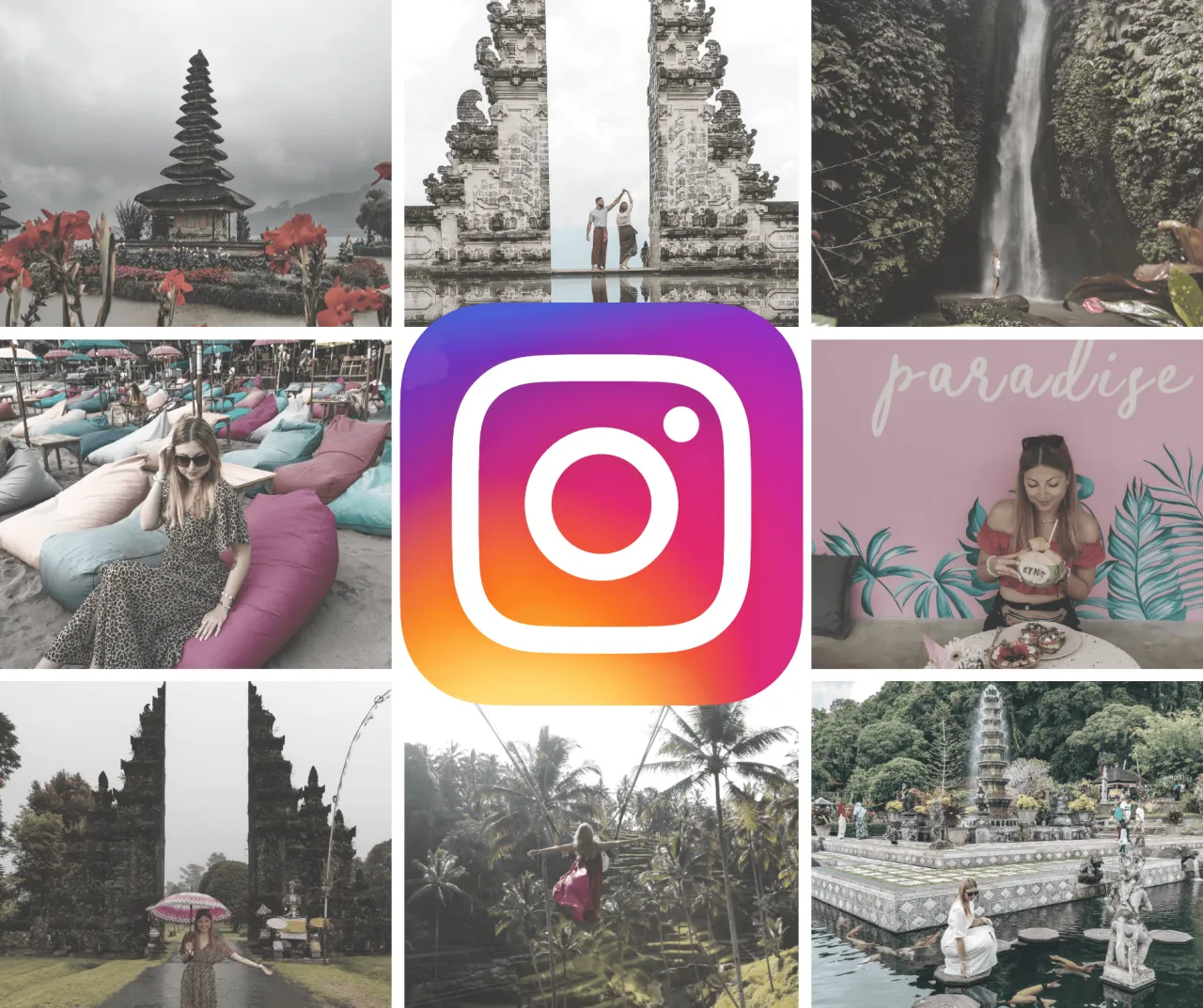 Bali ikoniczne miejsca kolaż
