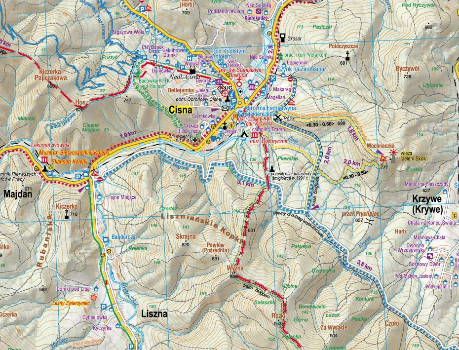 Bieszczady Cisna mapa
