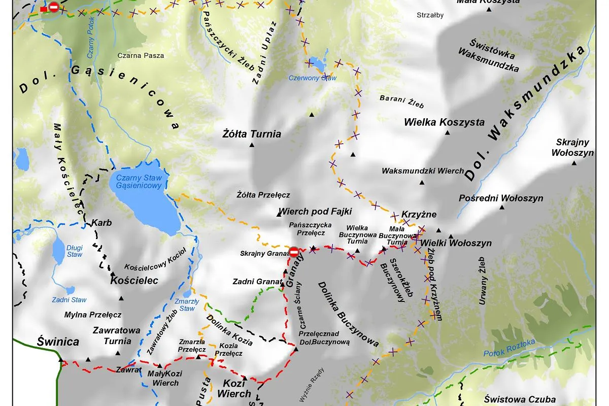 Mapa zamkniętych szlaków Tatry