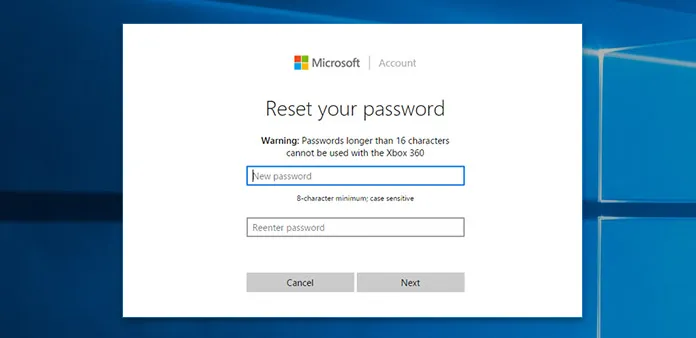 Reset hasła konta Microsoft online