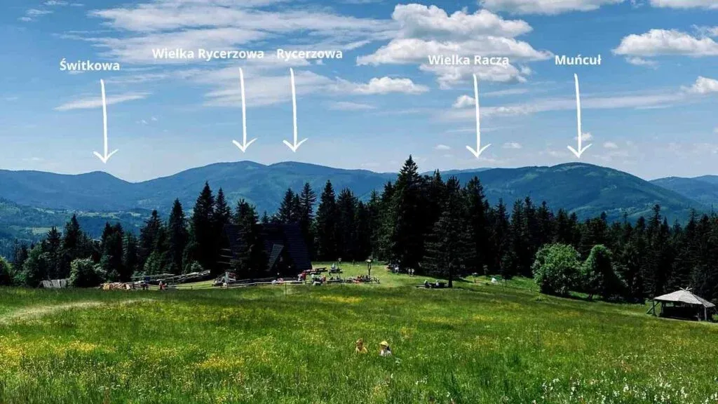 Hala Krawcula panorama Beskidy