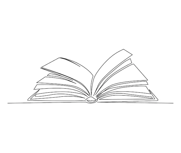 Rysunek otwartej książki z perspektywy