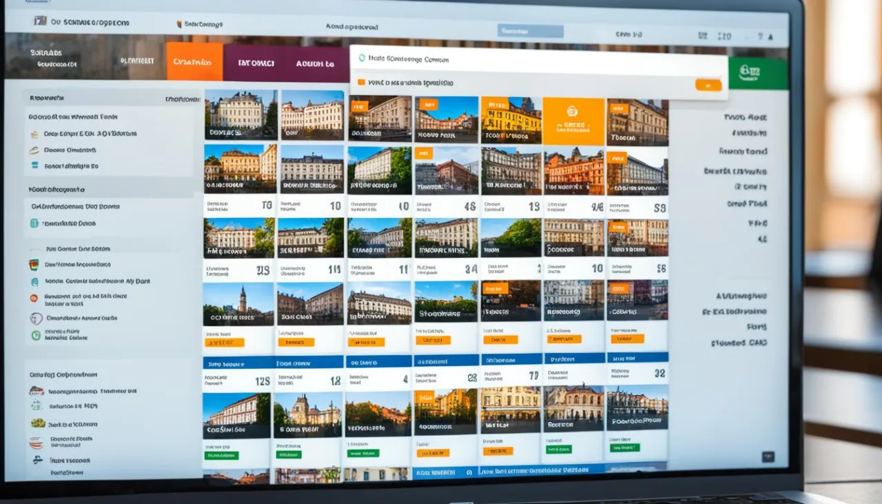 różne ikony aplikacji do rezerwacji noclegów i porównywarek cen