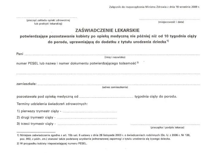 Zaświadczenie lekarskie od ginekologa