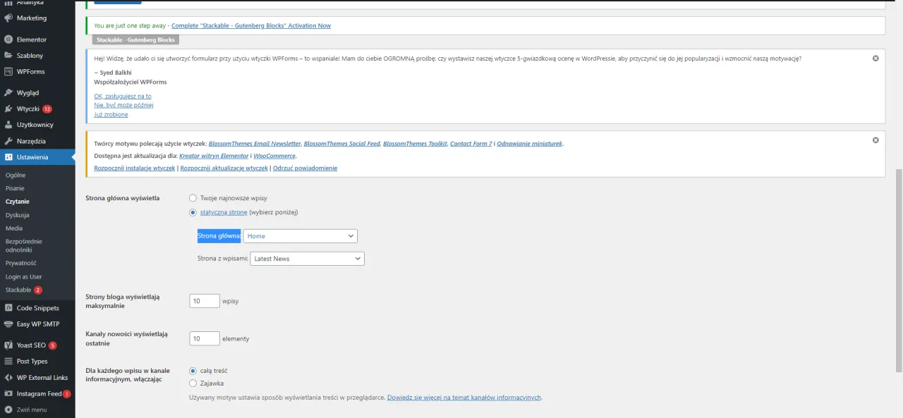 Ustawienia WordPress: jak zmienić stronę główną. Wybierz statyczną stronę 