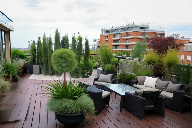 różne iglaki na taras w donicach