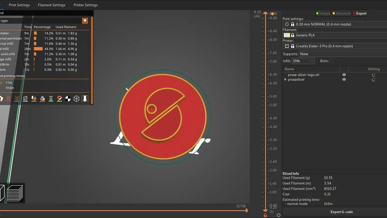 interfejs programu slicer Cura PrusaSlicer