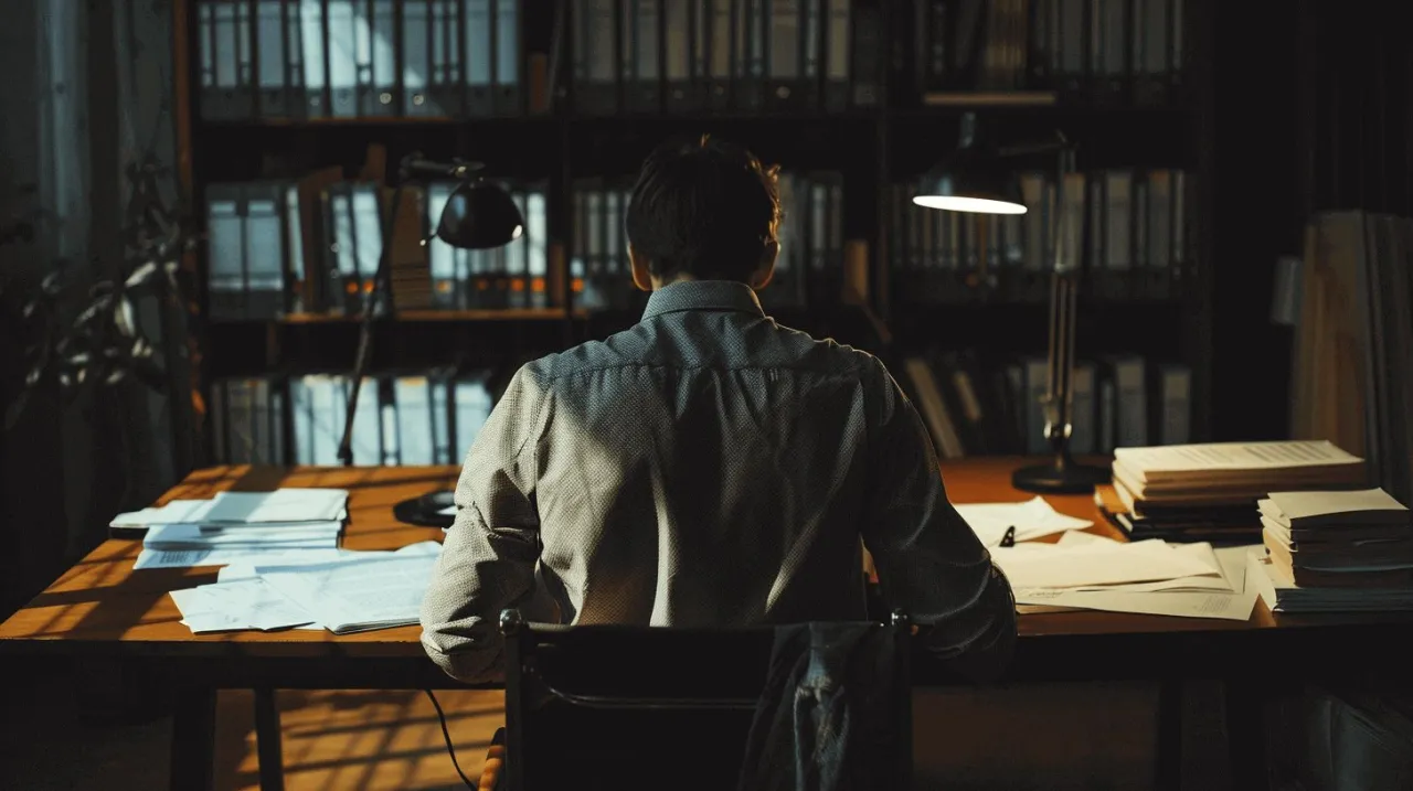 osoba przeglądająca dokumenty prawne