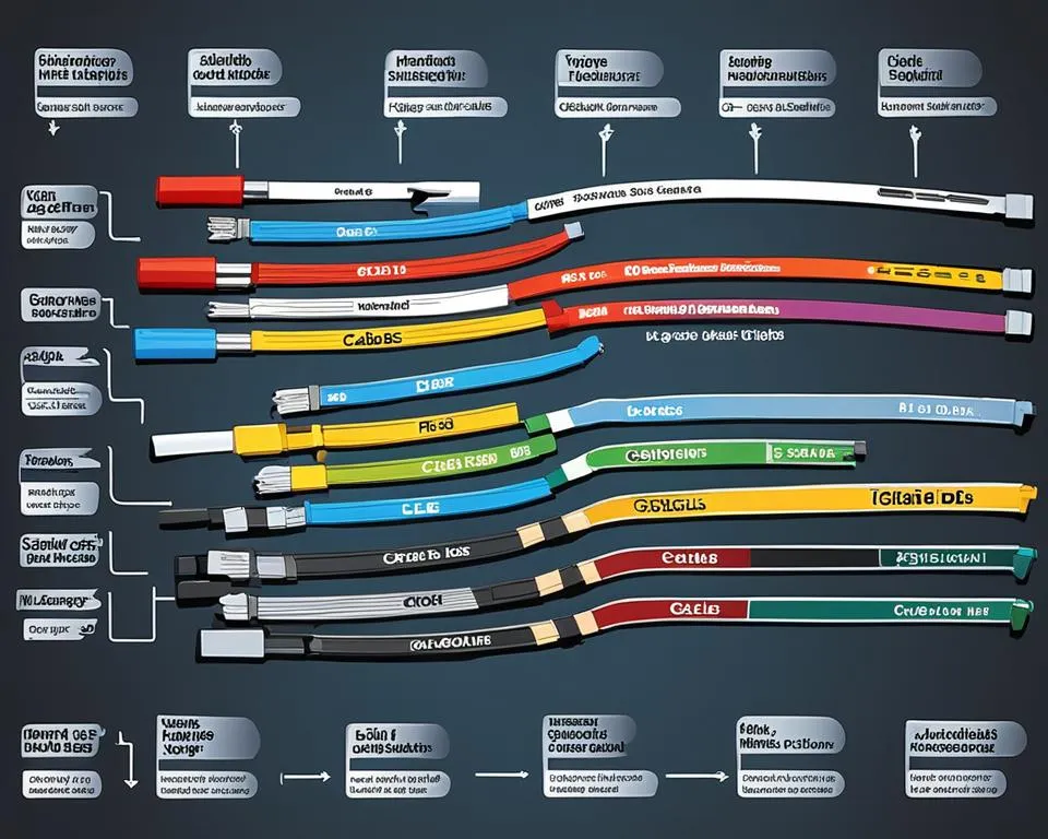 r&oacute;żne typy kabli elektrycznych przekr&oacute;j izolacja