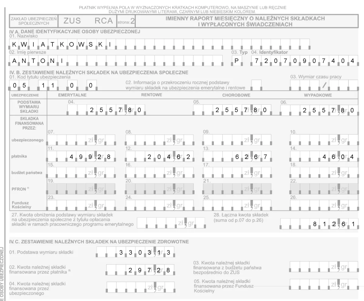 Przykłady wypełnionych formularzy jednostka zatrudnienia
