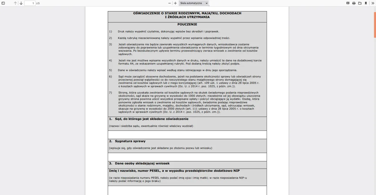 wniosek o zwrot koszt&oacute;w sądowych świadka