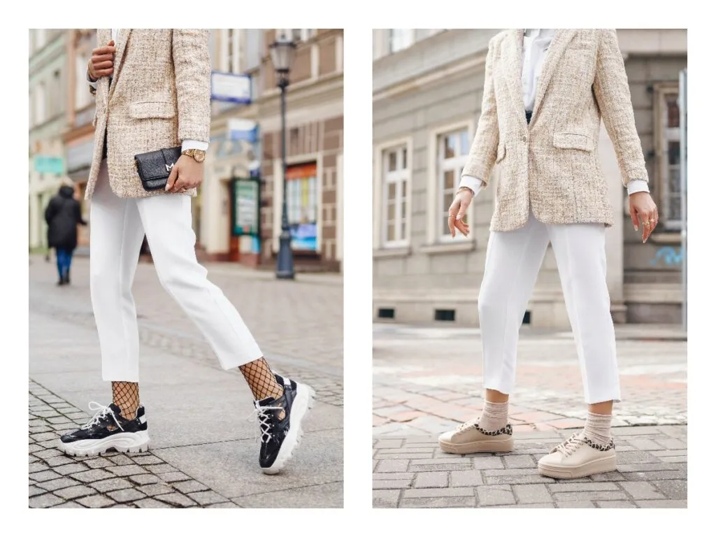 białe spodnie jakie buty kolory