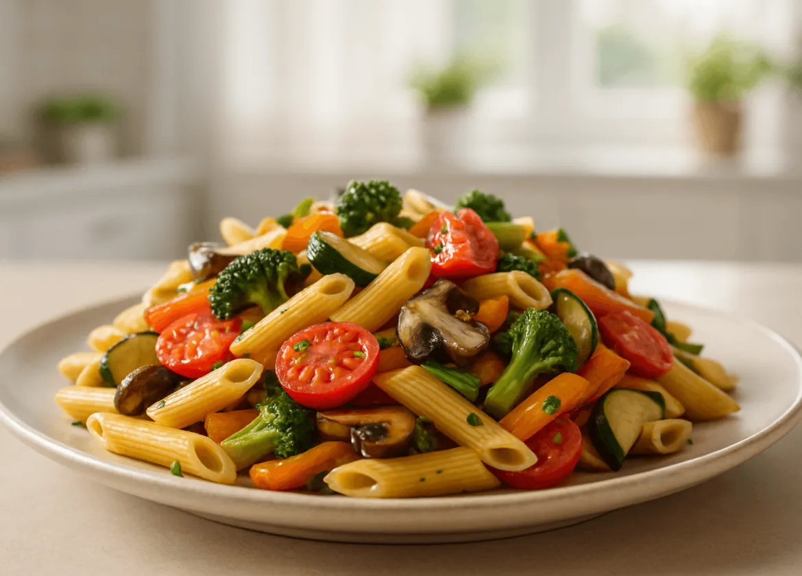 kolorowy makaron wegetariański