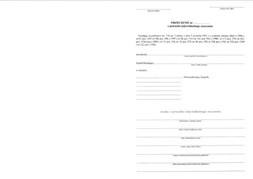 orzeczenie o potrzebie nauczania indywidualnego, dokumenty poradnia psychologiczno-pedagogiczna