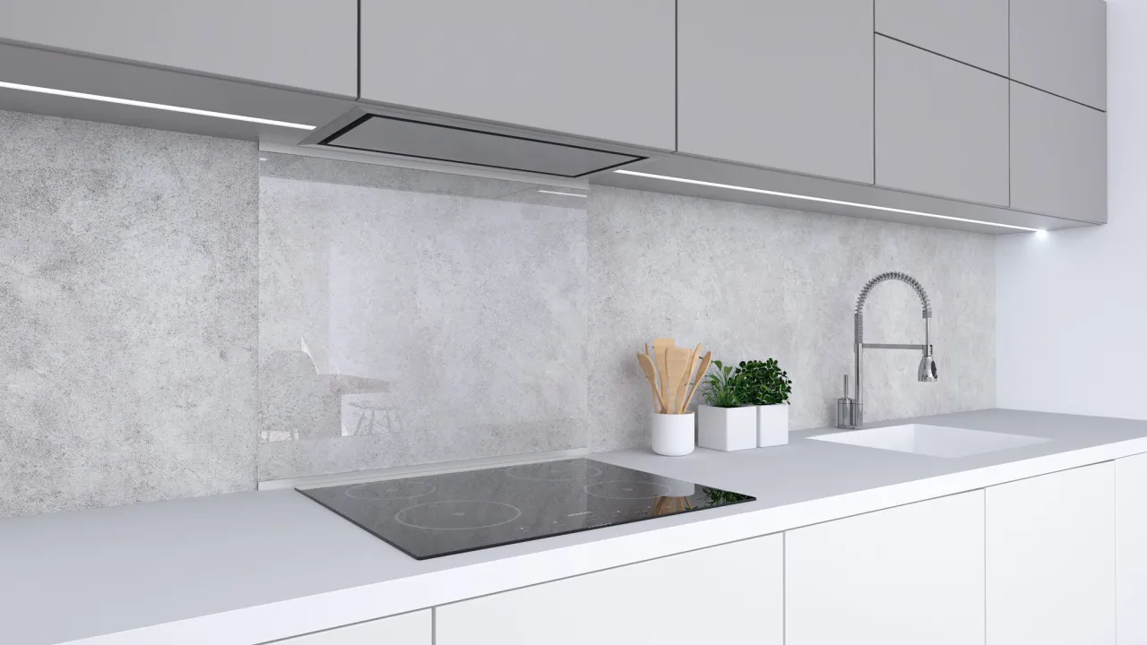 panele ścienne szklane i betonowe aranżacje