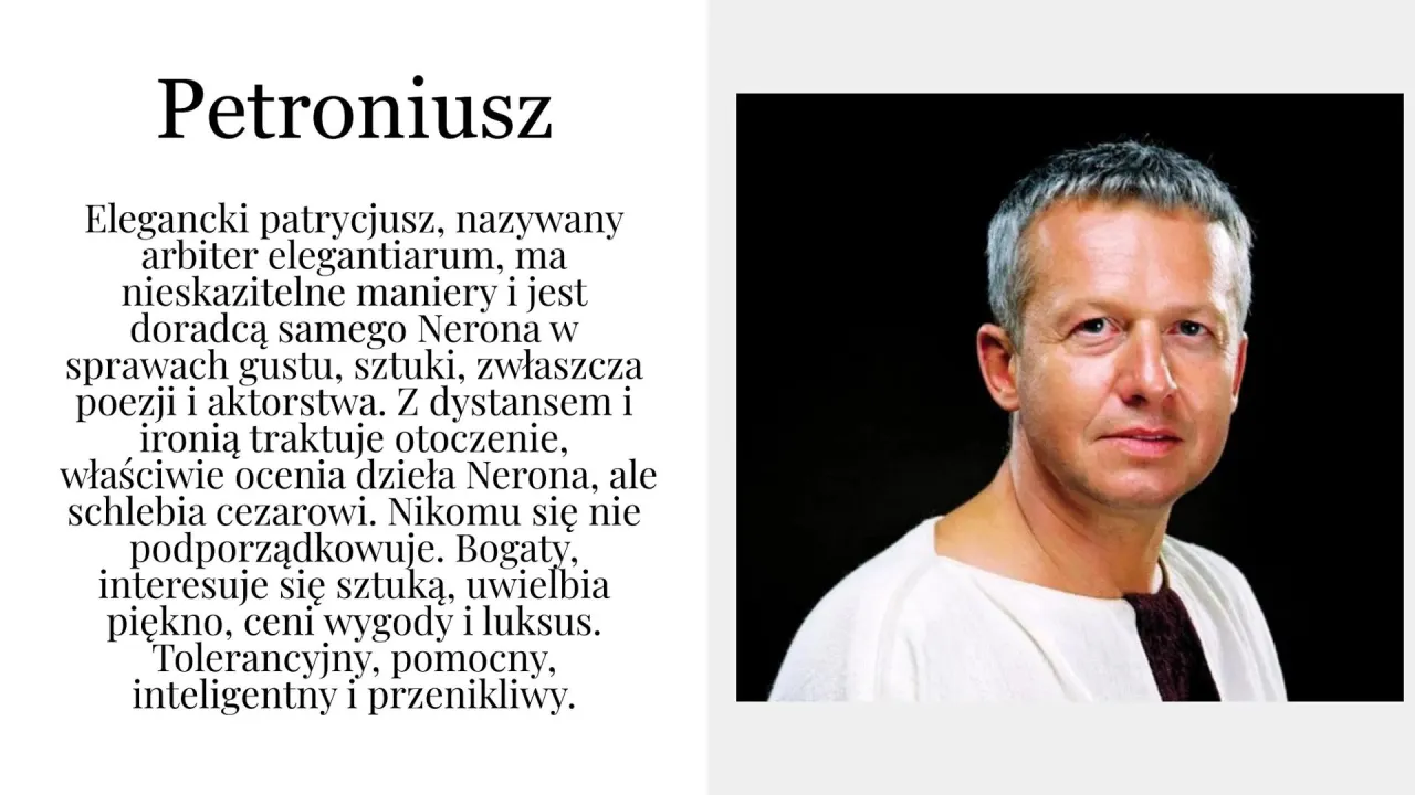 Portrety gł&oacute;wnych bohater&oacute;w Quo Vadis Winicjusz, Ligia, Petroniusz