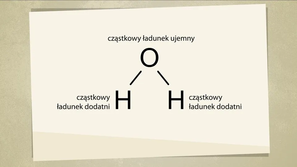 budowa cząsteczki wody H2O schemat