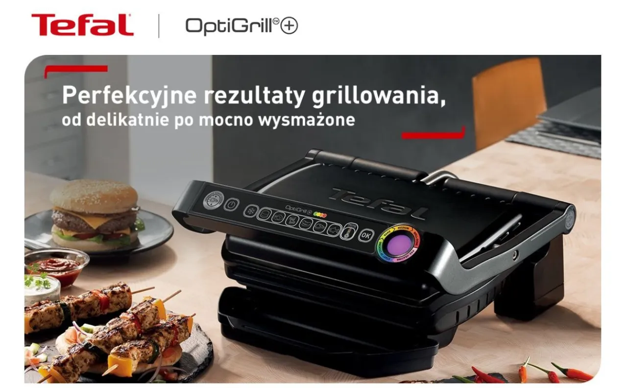 Tefal OptiGrill wskaźnik poziomu wysmażenia