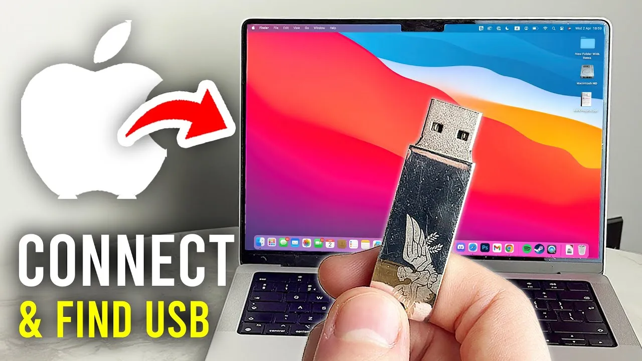 Finder macOS z widocznym pendrive'em