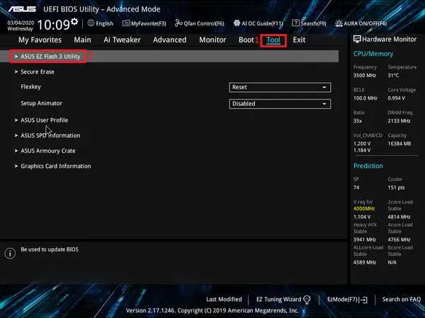 Narzędzie EZ Flash 3 w UEFI ASUS
