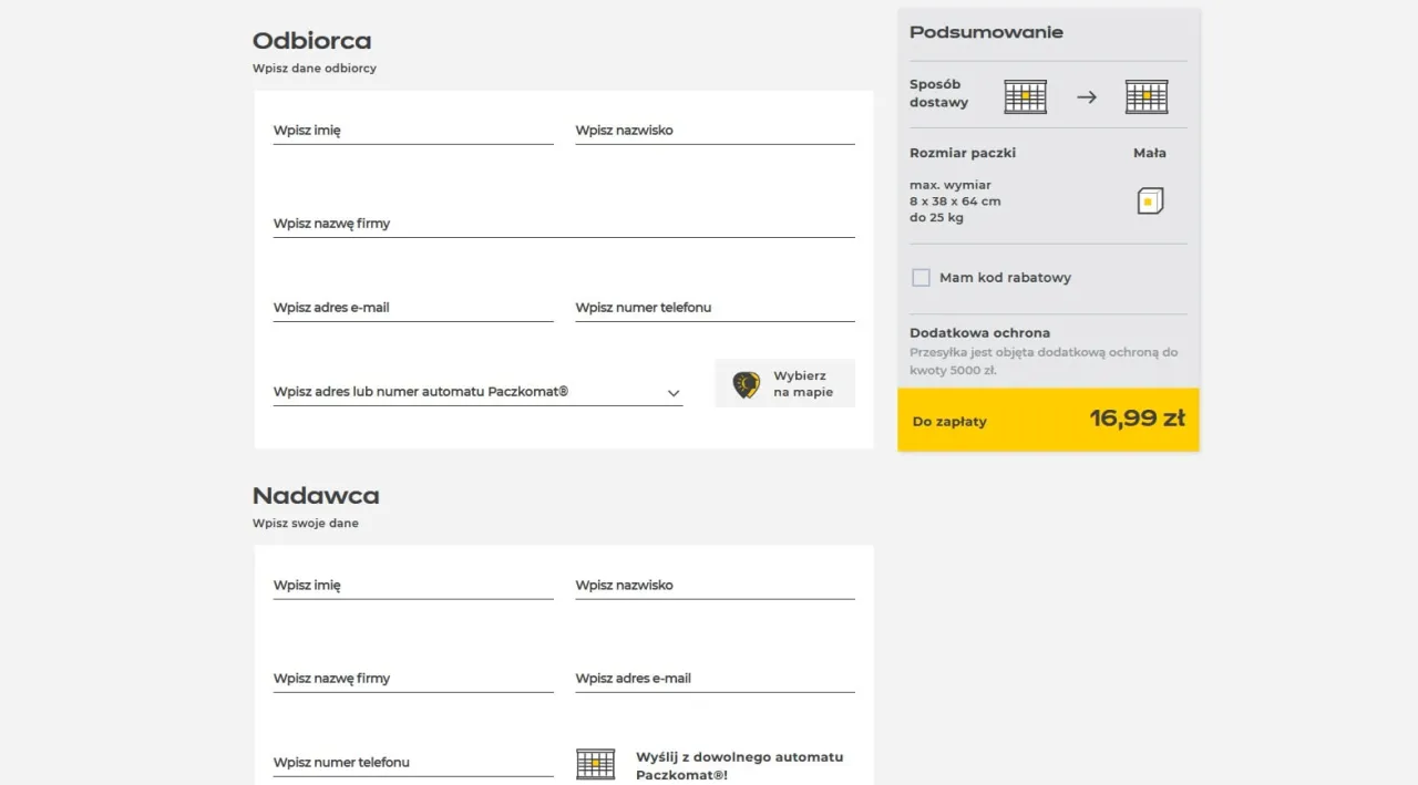 InPost Szybkie Nadania strona internetowa