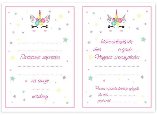 przykładowe zaproszenie na urodziny dziecka z listą informacji