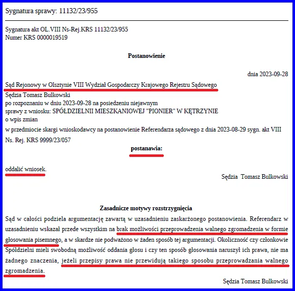 Wpis spółdzielni mieszkaniowej do KRS