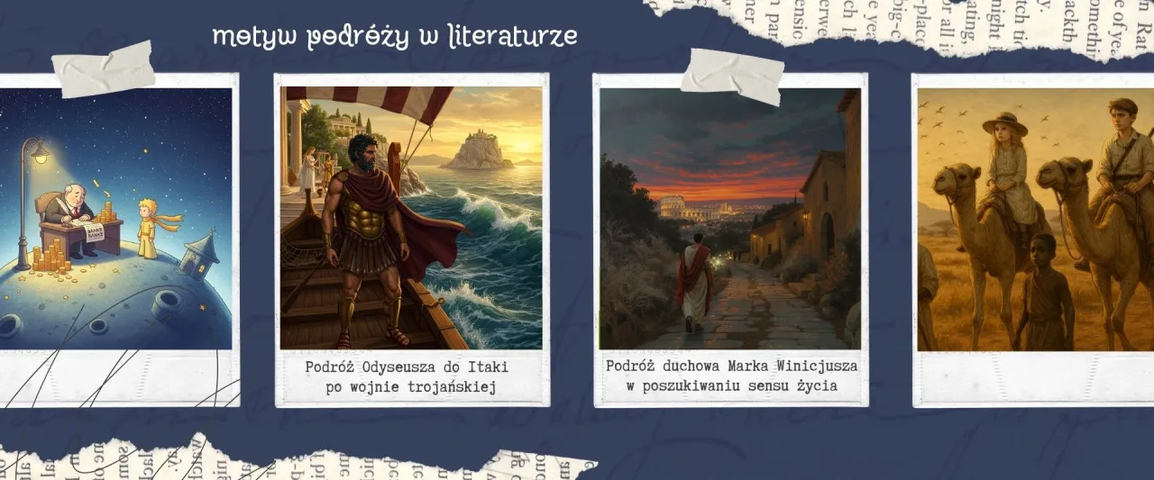 Okładki książek z motywem podr&oacute;ży w literaturze polskiej
