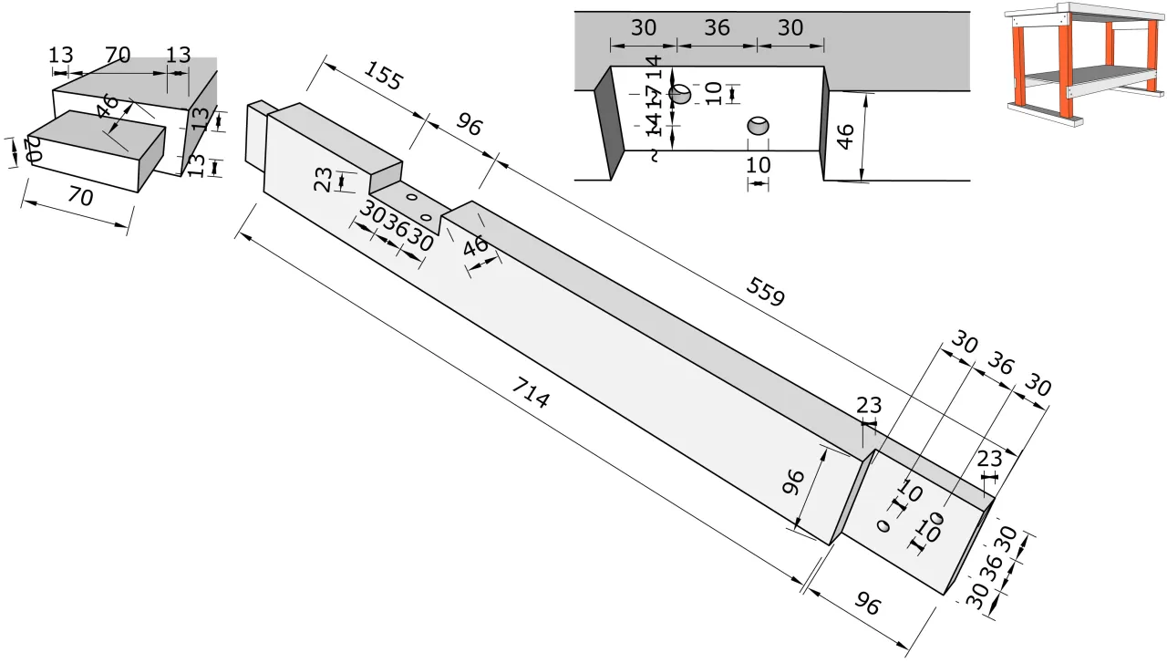 Projekt stołu warsztatowego schemat