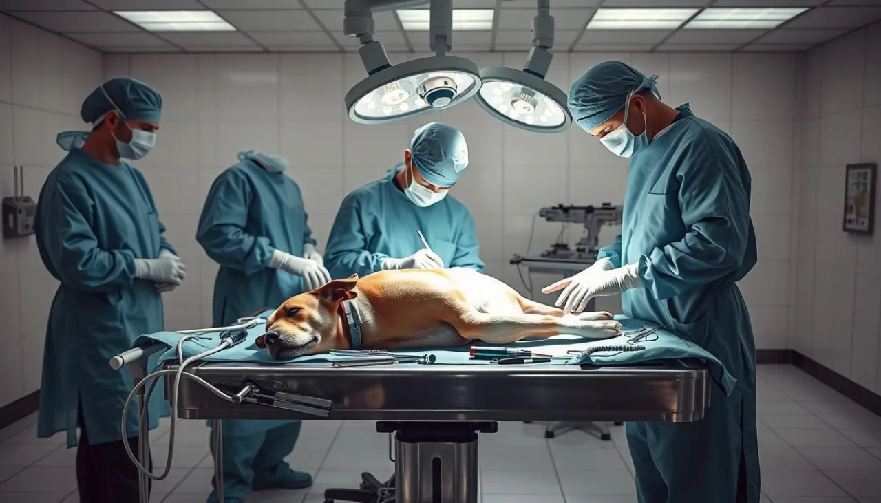 weterynarz chirurg podczas operacji psa