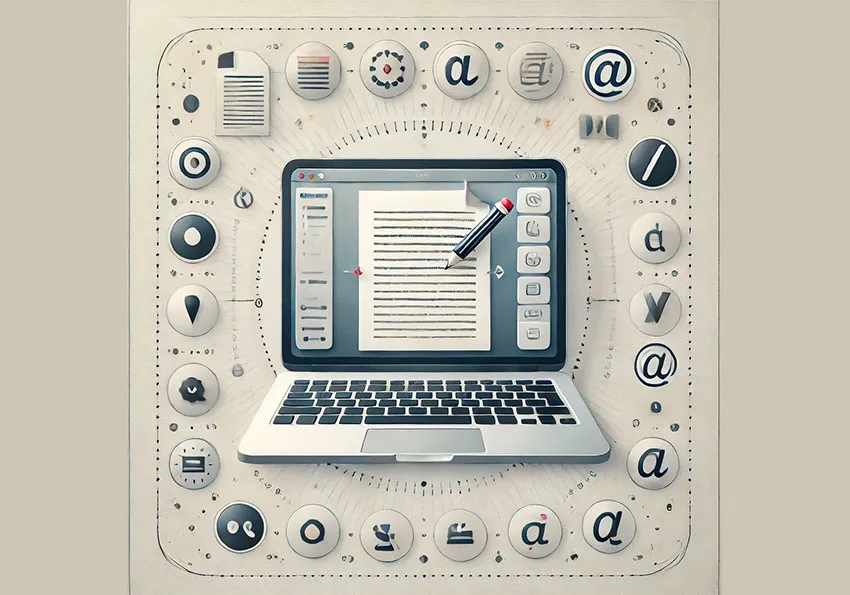 osoba sprawdzająca pisownię na ekranie komputera lub smartfona