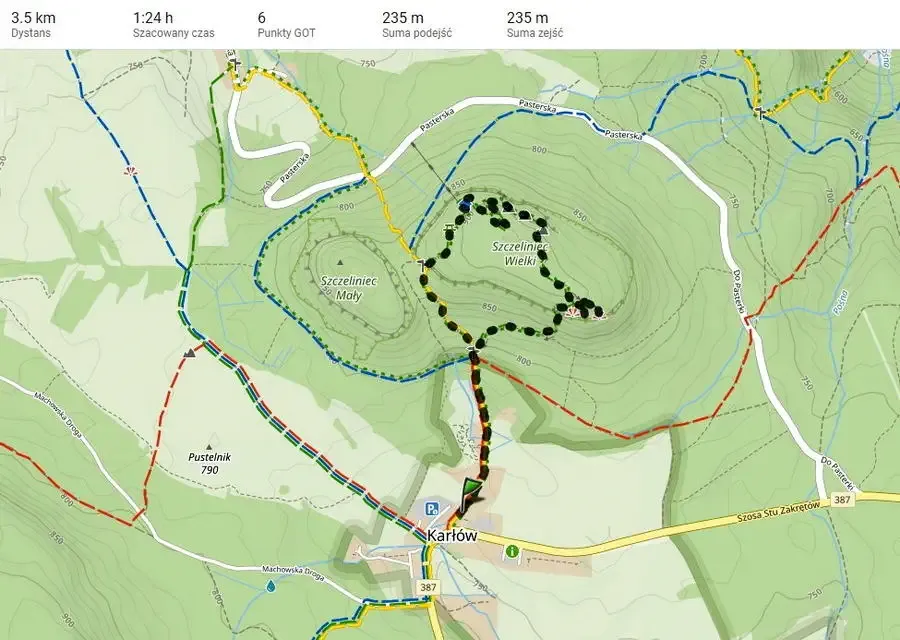 G&oacute;ry Stołowe Szczeliniec Wielki szlaki