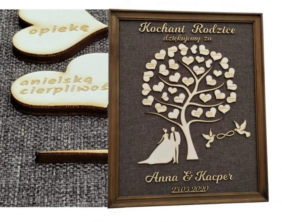 elegancki personalizowany prezent dla rodzic&oacute;w na ślub