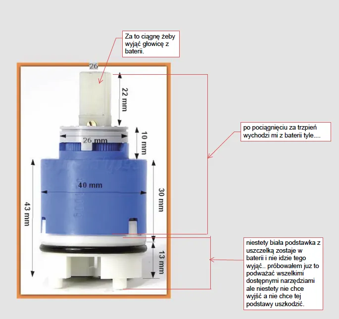 przekrój głowicy ceramicznej kranu