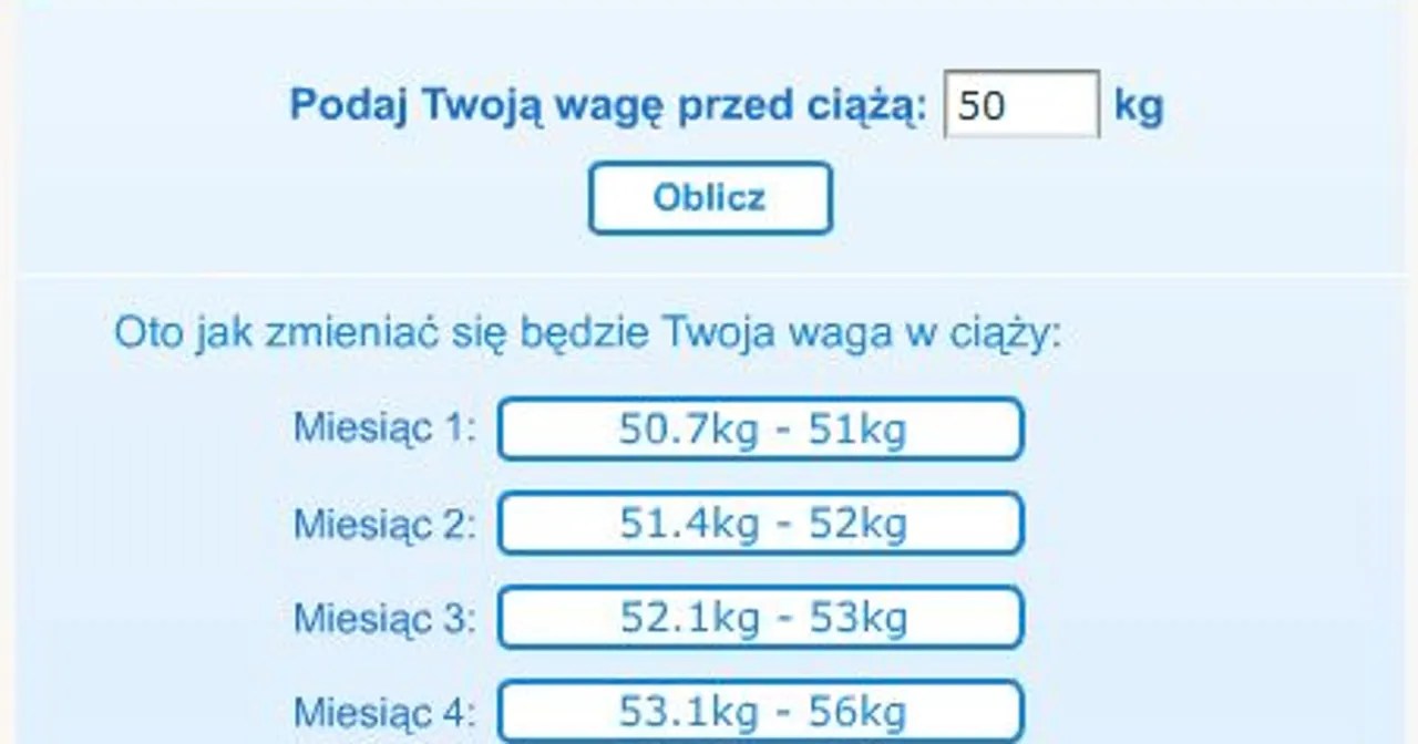 Kalkulator wagi w ciąży. Podaj wagę przed ciążą, by dowiedzieć się, jak nie przytyć.