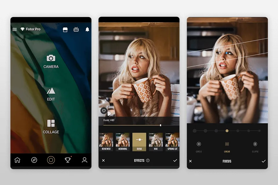Interfejsy aplikacji do rozmywania tła w smartfonie