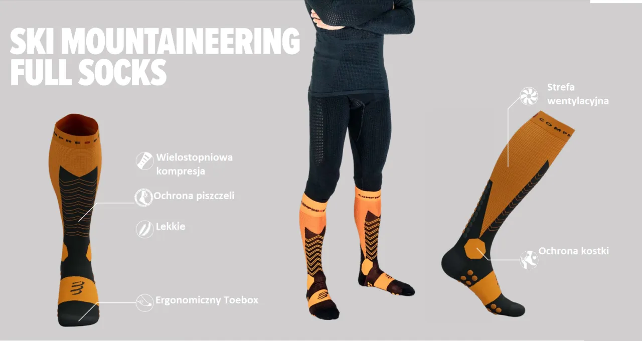 skarpety narciarskie strefy wzmocnień kompresja