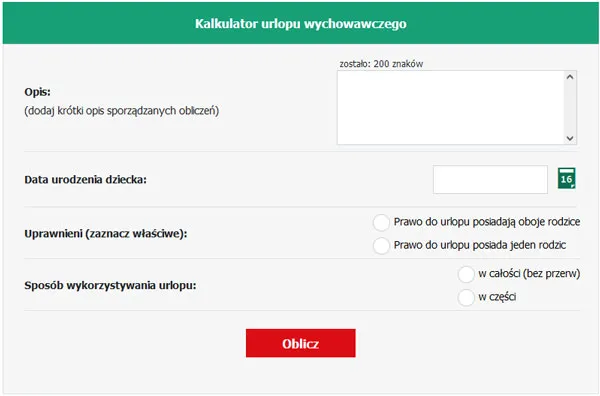 Rodzice planujący urlop wychowawczy, kalendarz, dokumenty