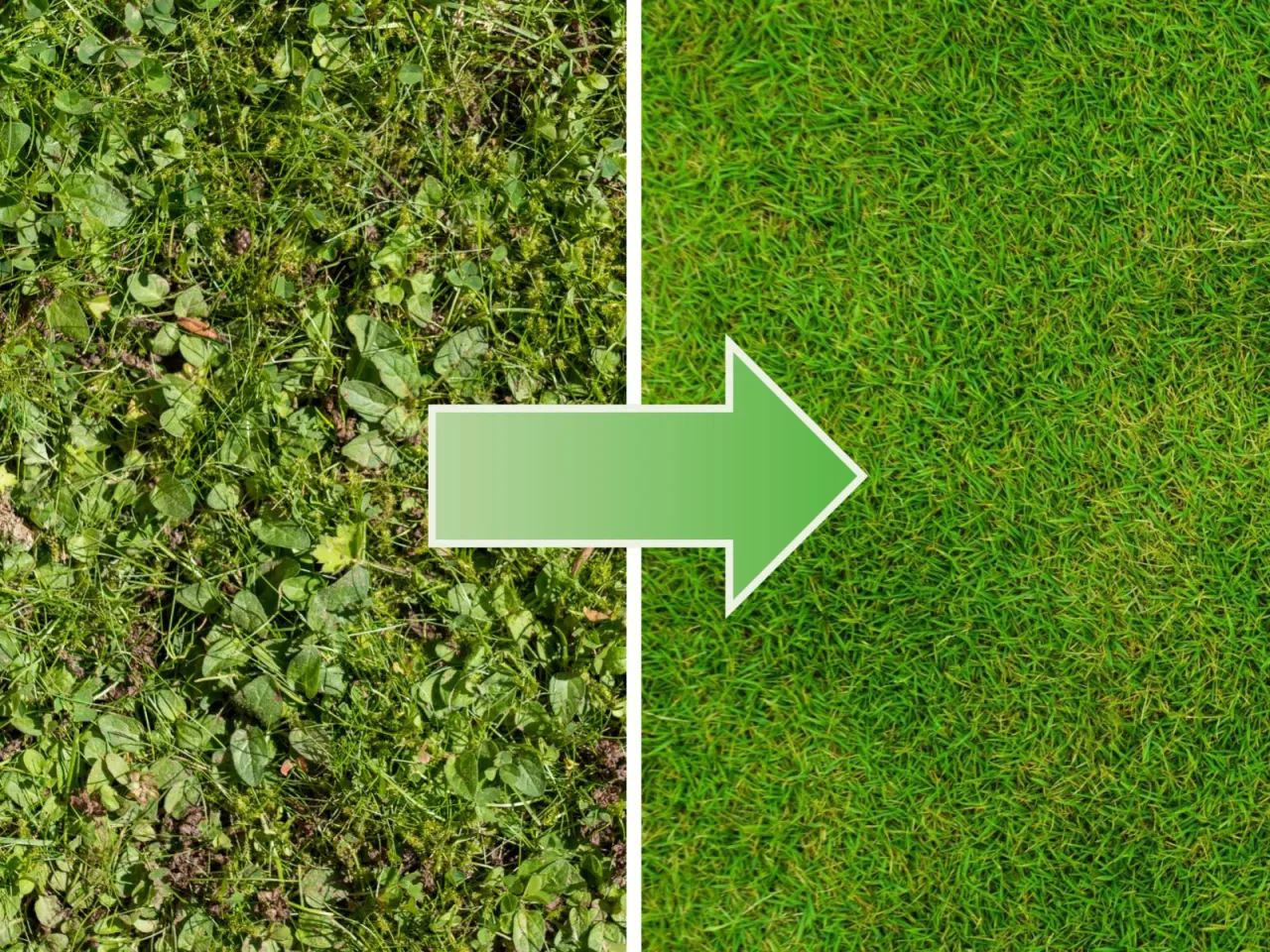 Zdrowy gęsty trawnik bez chwastów