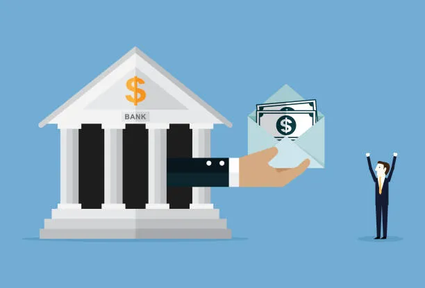 bank odmawiający kredytu, symboliczna grafika